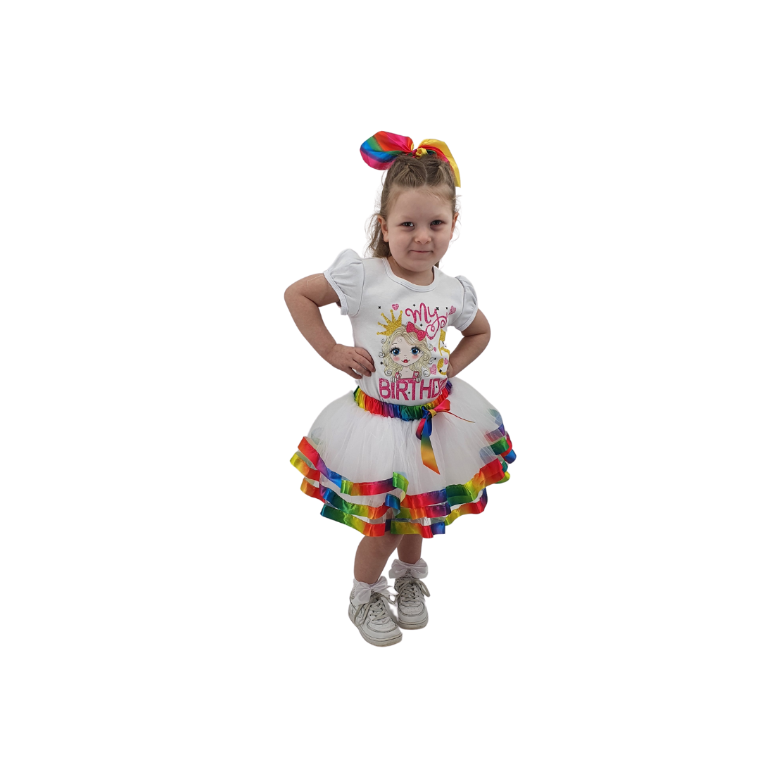 Rainbow Tutu Skirt with Birthday Top