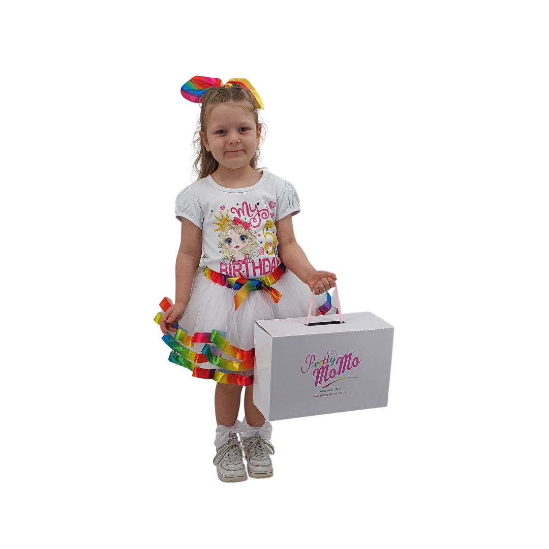 Rainbow Tutu Skirt with Birthday Top