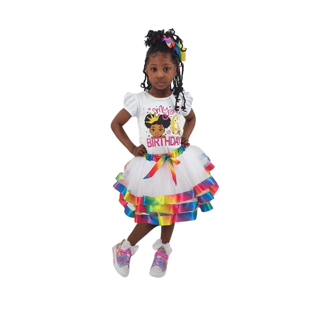 Rainbow Tutu Skirt with Birthday Top