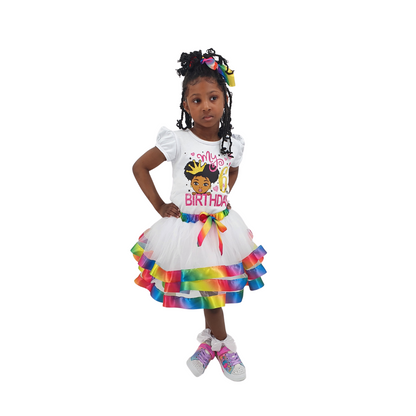 Rainbow Tutu Skirt with Birthday Top