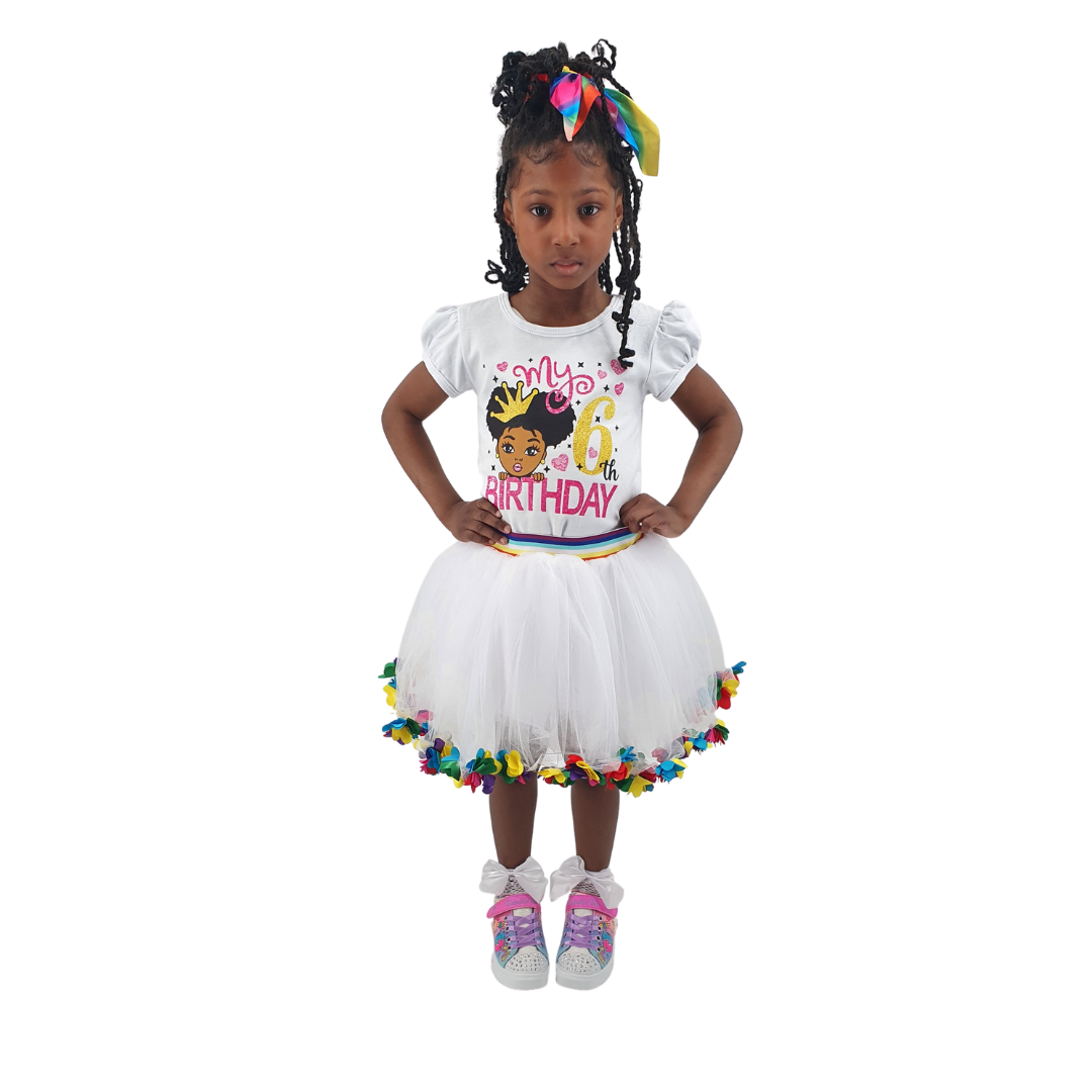 Radiant Rose Tutu Skirt with Birthday Top