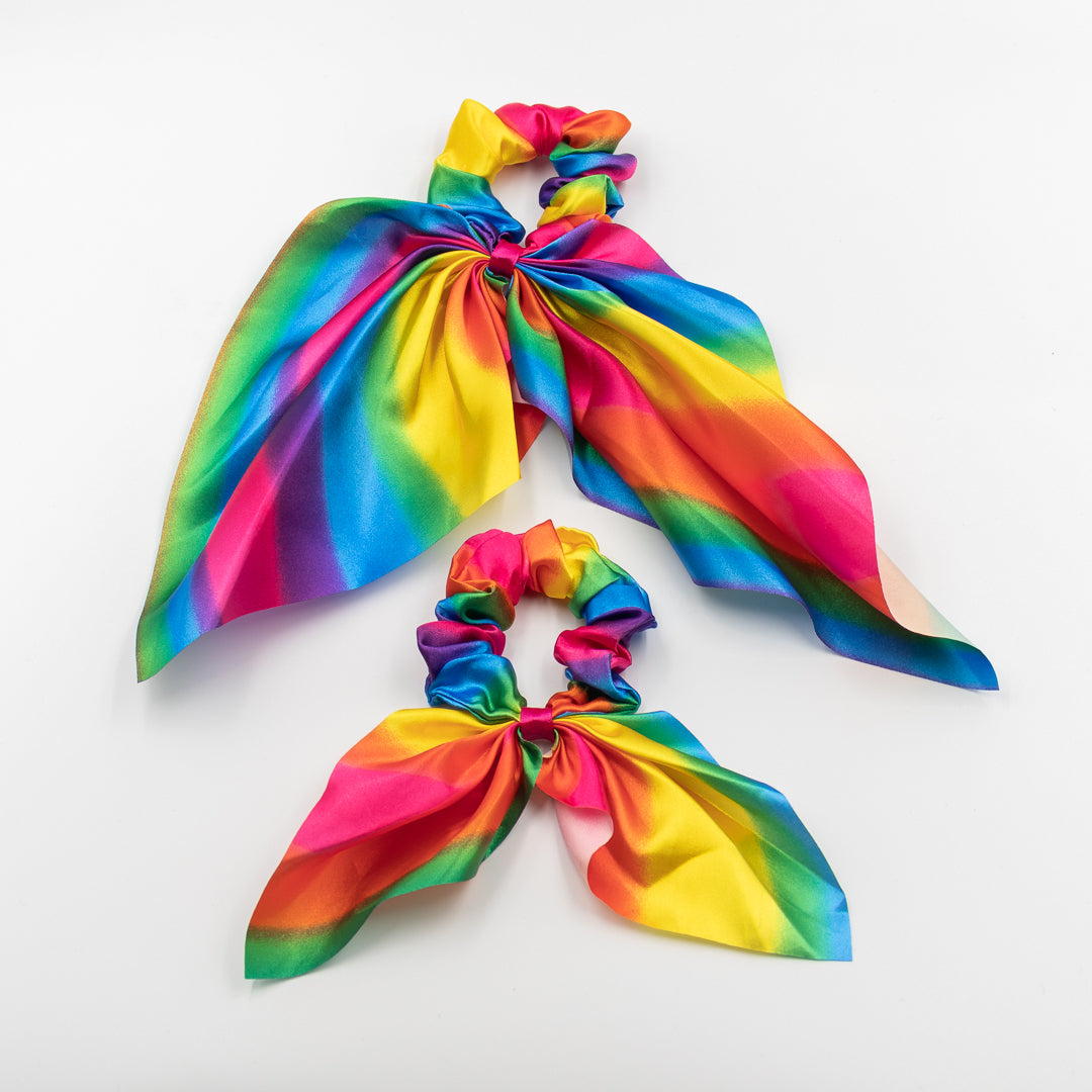 Rainbow Satin Hair Ruffle